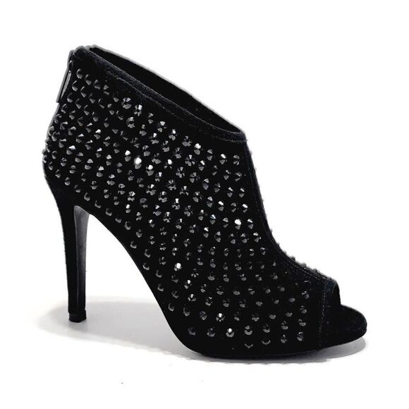 Michael Kors Dani Embellished Studded Open-Toe Shooties Black Size 6 Ankle Boots